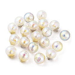 Acrylic and ABS Imitation PearlPendants, with Alloy Finding, Round, White, 17.5x16mm, Hole: 1.6mm(MACR-C029-13)