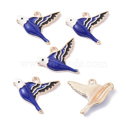 Alloy Enamel Pendant, Light Gold, Bird, Dark Blue, 17x20x3mm, Hole: 1.5mm(ENAM-Z002-05A)