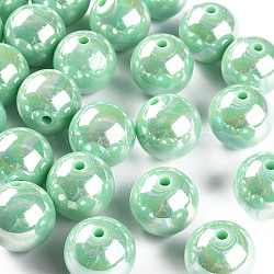 Opaque Acrylic Beads, AB Color Plated, Round, Aquamarine, 20x19mm, Hole: 2~3mm(X-MACR-S370-D20mm-A05)