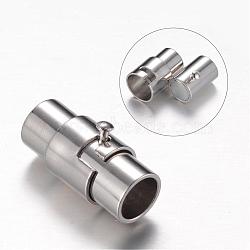 Brass Locking Tube Magnetic Clasps, Column, Platinum, 15x7mm, Hole: 4.8mm(X-MC077)