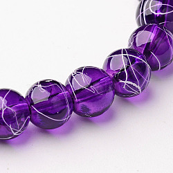 Drawbench Transparent Glass Round Beads Strands, Spray Painted, Indigo, 8mm, Hole: 1.3~1.6mm, about 100pcs/strand, 31.4 inch(X-GLAD-Q012-8mm-20)