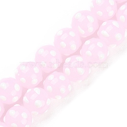 Handmade Bumpy Lampwork Beads Strands, with Enamel, Round, Pearl Pink, 10~11mm, Hole: 1.5~1.6mm, about 36~40pcs/strand, 13.19~14.76 inch(33.5~37.5cm)(LAMP-F032-02A)