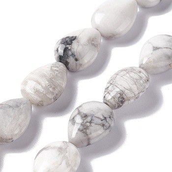 Natural Howlite Beads Strands, Teardrop, 18~19x13~14x7.5~8mm, Hole: 1.2mm, about 22pcs/strand, 15.35''~15.75''(39~40cm)