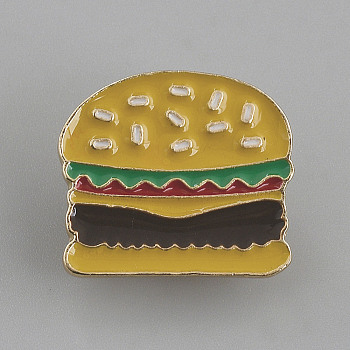 Food Series Enamel Pins, Alloy Lapel Pin Backs for Backpack Clothes, Hamberger, 20.5x23.5mm