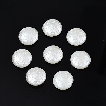 ABS Plastic Imitation Pearl Beads, Flat Round, Creamy White, 14x5.5mm, Hole: 1.4mm, about 900pcs/500g