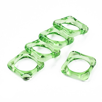 Transparent Acrylic Finger Rings, Square, Lime Green, US Size 7 1/2(17.7mm)
