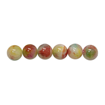 Natural White Jade Beads Strands, Dyed, Round, Colorful, 8mm, Hole: 1mm, about 50pcs/strand, 16 inch