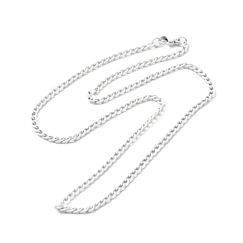 Spray Painted 201 Stainless Steel Curb Chain Necklaces, with Lobster Claw Clasp, White, 17-3/4 inch(45.3cm)
