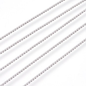 304 Stainless Steel Chains, Soldered, Stainless Steel Color, 1mm