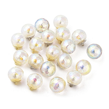 Acrylic and ABS Imitation PearlPendants, with Alloy Finding, Round, White, 17.5x16mm, Hole: 1.6mm