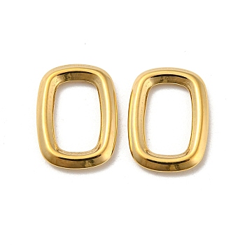 304 Stainless Steel Linking Rings, Rectangle, Real 14K Gold Plated, 14x10x2mm, Inner Diameter: 10x6mm