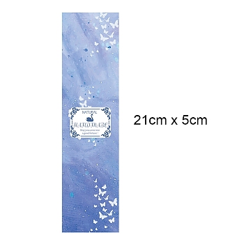 Starry Sky Theeme Handmade Soap Paper Tag, Both Sides Coated Art Paper Tape with Tectorial Membrane, for Soap Packaging, Rectangle with Word Natural HANDMADE May you come into a good fortune!, Light Sky Blue, 210x50mm