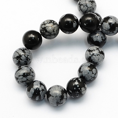 Flocon de neige naturelle perles rondes obsidienne brins(G-S172-8mm)-2
