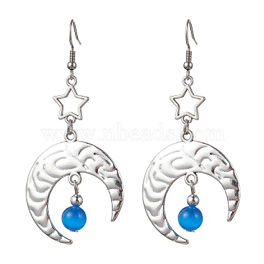 Dodger Blue Moon Glass Earrings