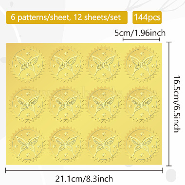 12 Sheets Self Adhesive Gold Foil Embossed Stickers(DIY-WH0451-036)-2