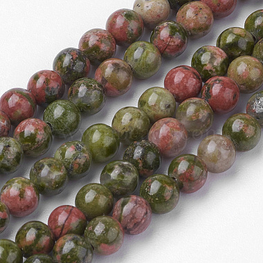 4mm Round Unakite Beads