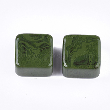 16mm OliveDrab Square Resin Beads