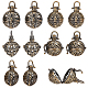 sunnyclue 10pcs 5 styles pendentifs cage creuse ronde en laiton(KK-SC0003-05)-1