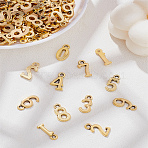 160Pcs 10 Styles Tibetan Style Alloy Pendants, Number 0~9 Charms, Antique Golden, 14.5~15.5x5~8.5x1.5mm, Hole: 1.5~1.8mm, 16pcs/style(FIND-LP0002-73)