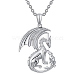 Alloy Dragon Mother Pendant Necklaces, Platinum, 17.72 inch(45cm)(PW-WGFDCEB-01)