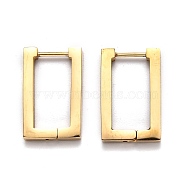304 Stainless Steel Rectangle Huggie Hoop Earrings, Golden, 20x13x3mm, Pin: 1mm(STAS-H156-10A-G)