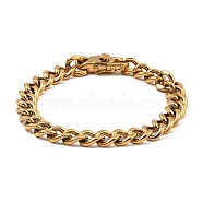 Ion Plating(IP) 304 Stainless Steel Cuban Link Chain Bracelet, Golden, 9-1/8 inch(23.2cm)(NJEW-D050-02H-G)