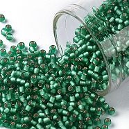 TOHO Round Seed Beads, Japanese Seed Beads, (24BF) Silver Lined Frost Dark Peridot, 11/0, 2.2mm, Hole: 0.8mm, about 1110pcs/10g(X-SEED-TR11-0024BF)