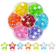 175Pcs 7 Colors Eco-Friendly Transparent Acrylic Beads, Star, AB Color, Mixed Color, 10x4mm, Hole: 1.5mm, 25pcs/color(TACR-CJ0001-57)