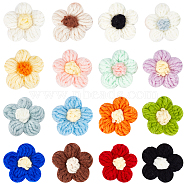 ARRICRAFT 32Pcs 16 Colors Handmade Cotton Knitting Ornament Accessories, for DIY Sewing Craft, Flower, Mixed Color, 41x5mm, 2pcs/color(DIY-AR0002-09)