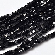 Faceted Cube Glass Beads Strands, Black, 2.5x2.5x2.5mm, Hole: 0.5mm, about 185pcs/strand, 15.7 inch(EGLA-J133-C01)