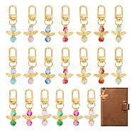 20Pcs 10 Colors Angel Hanging Ornament, Baking Painted Two Tone Crackle Glass Beaded Pendant Decorations, with Alloy Swivel Clasps, Mixed Color, 6cm, 2pcs/color(HJEW-CA0001-39)