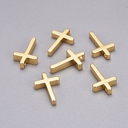 Brass Tiny Cross Charms, Golden, 13x8.5x2.5mm, Hole: 1.4mm(X-KK-L189-05G)