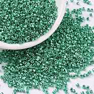 Cylinder Seed Beads, Metallic Colours, Uniform Size, Medium Sea Green, 2x1.5mm, Hole: 0.8mm, about 40000pcs/bag, 450g/bag(SEED-H001-D09)