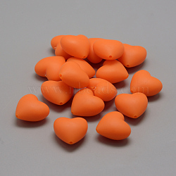 Food Grade Eco-Friendly Silicone Focal Beads, Chewing Beads For Teethers, DIY Nursing Necklaces Making, Heart, Dark Orange, 19x20x12mm, Hole: 2mm(SIL-R003-17)
