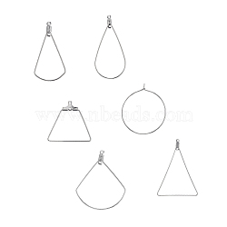 304 Stainless Steel Wire Pendants, Hoop Earring Findings, Mixed Shapes, Stainless Steel Color, 74x73x25mm, 60pcs/box(STAS-UN0002-74P)