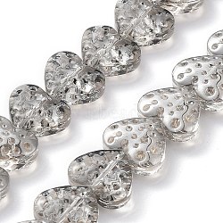 Electroplate Transparent Glass Beads Strands, Heart, Dark Gray, 13x15mm, Hole: 1.2mm, about 50pcs/strand, 25.59''(65cm)(EGLA-R114-02A-PL01)