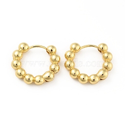 Brass Ball Beaded Hoop Earrings for Women, Real 18K Gold Plated, 20x22x5mm, Pin: 1mm(X-EJEW-B013-05)