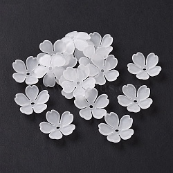 5-Petal Transparent Acrylic Bead Caps, Frosted, Flower, WhiteSmoke, 14x15x4mm, Hole: 1.4mm, about 2380pcs/500g(OACR-A017-13)