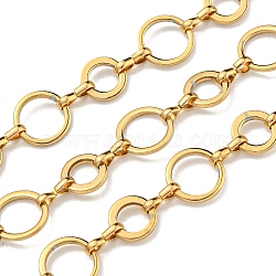 10M Ion Plating(IP) 304 Stainless Steel Donut & Infinity Link Chains, Unwelded, with Spool, Real 18K Gold Plated, 8x1mm, about 32.81 Feet(10m)/Roll(CHS-G034-01G)