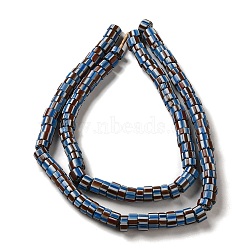Handmade Lampwork Beads, Column with Stripe, Dodger Blue, 9~11x4~10mm, Hole: 2mm, about 101pcs/strand, 25.98~26.77''(66~68cm)(LAMP-B023-07C-13)