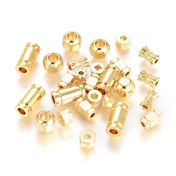 Brass Beads, Long-Lasting Plated, Mixed Shapes, Real 18K Gold Plated, 3~10x4~6.5x3~6.5mm, Hole: 1.4~3mm