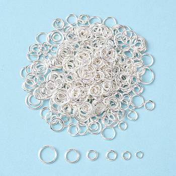 Brass Open Jump Rings, Nickel Free, Mixed Size, Silver Color Plated, 18 Gauge, 4~10x1mm, Inner Diameter: 2~8mm