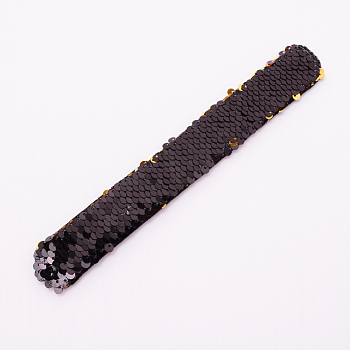 Mermaid Slap Bracelets, Two-color Reversible Charm Sequins Flip Wristbands, Coconut Brown, 214x28x5.5mm