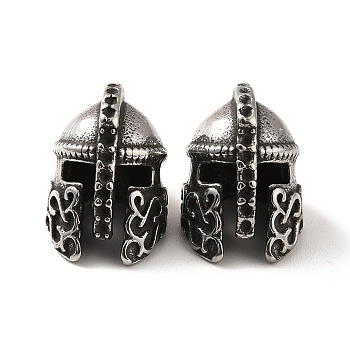 316 Surgical Stainless Steel Beads, Helmet, Antique Silver, 15x10x11mm, Hole: 2mm, Inner Diameter: 6mm