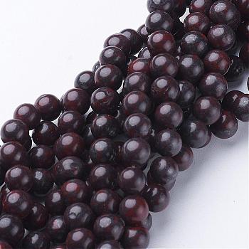 Gemstone Beads Strands, Brecciated Jasper, Round, about 8mm in diameter, hole: about 1mm, 15~16 inch
