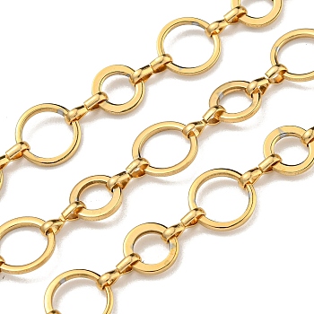 10M Ion Plating(IP) 304 Stainless Steel Donut & Infinity Link Chains, Unwelded, with Spool, Real 18K Gold Plated, 8x1mm, about 32.81 Feet(10m)/Roll