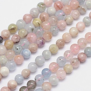 Natural Morganite Round Bead Strands, 6mm, Hole: 1mm, about 66pcs/strand, 15.5 inch