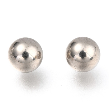 201 Stainless Steel Beads, No Hole/Undrilled, Solid Round, Stainless Steel Color, 7mm