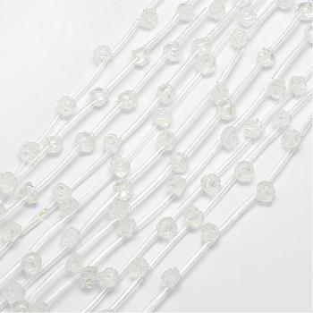 Natural Quartz Crystal Beads, Rose, 8x6~7mm, Hole: 1mm