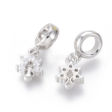 Brass Micro Pave Clear Cubic Zirconia European Dangle Charms(ZIRC-G153-13P)-2